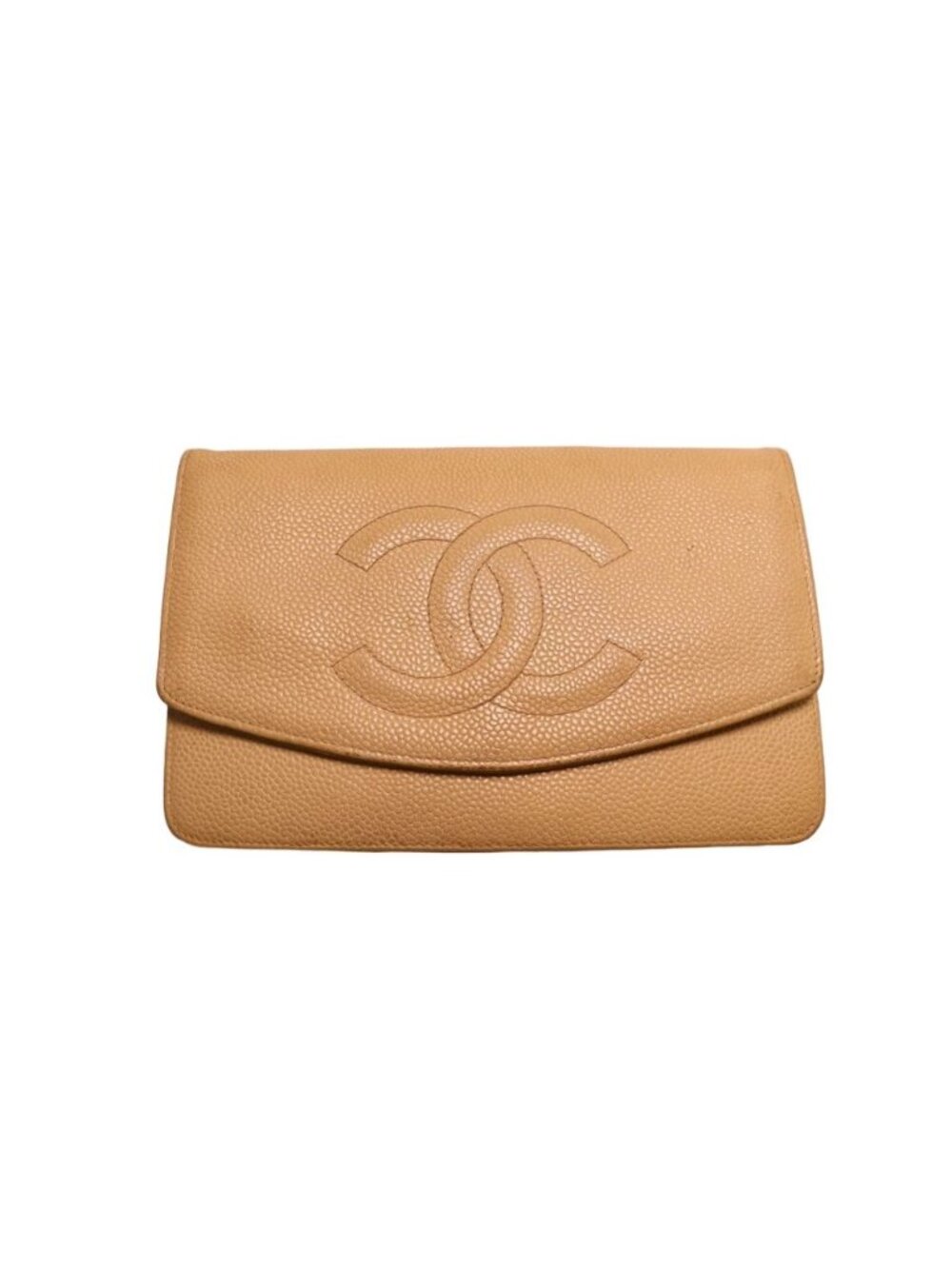 Chanel CC Logo Caviar Leather Chain Wallet
